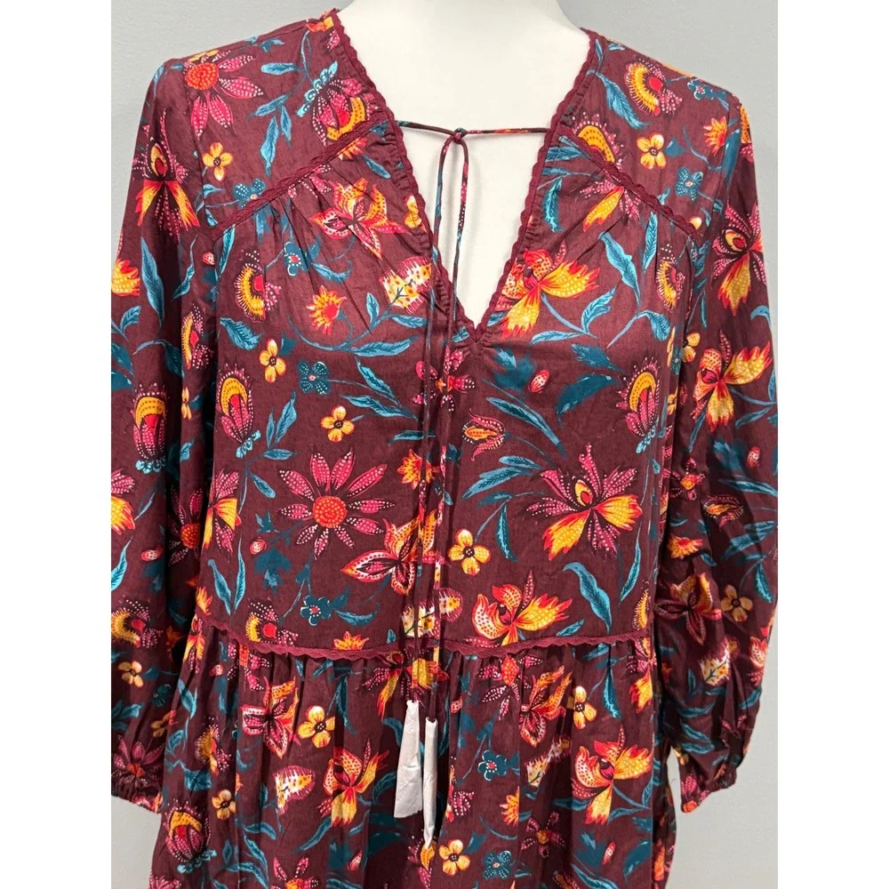 Sundance NWOT Eternal Summer Dress Boho Floral Tiered Midi Dress‎ Size S